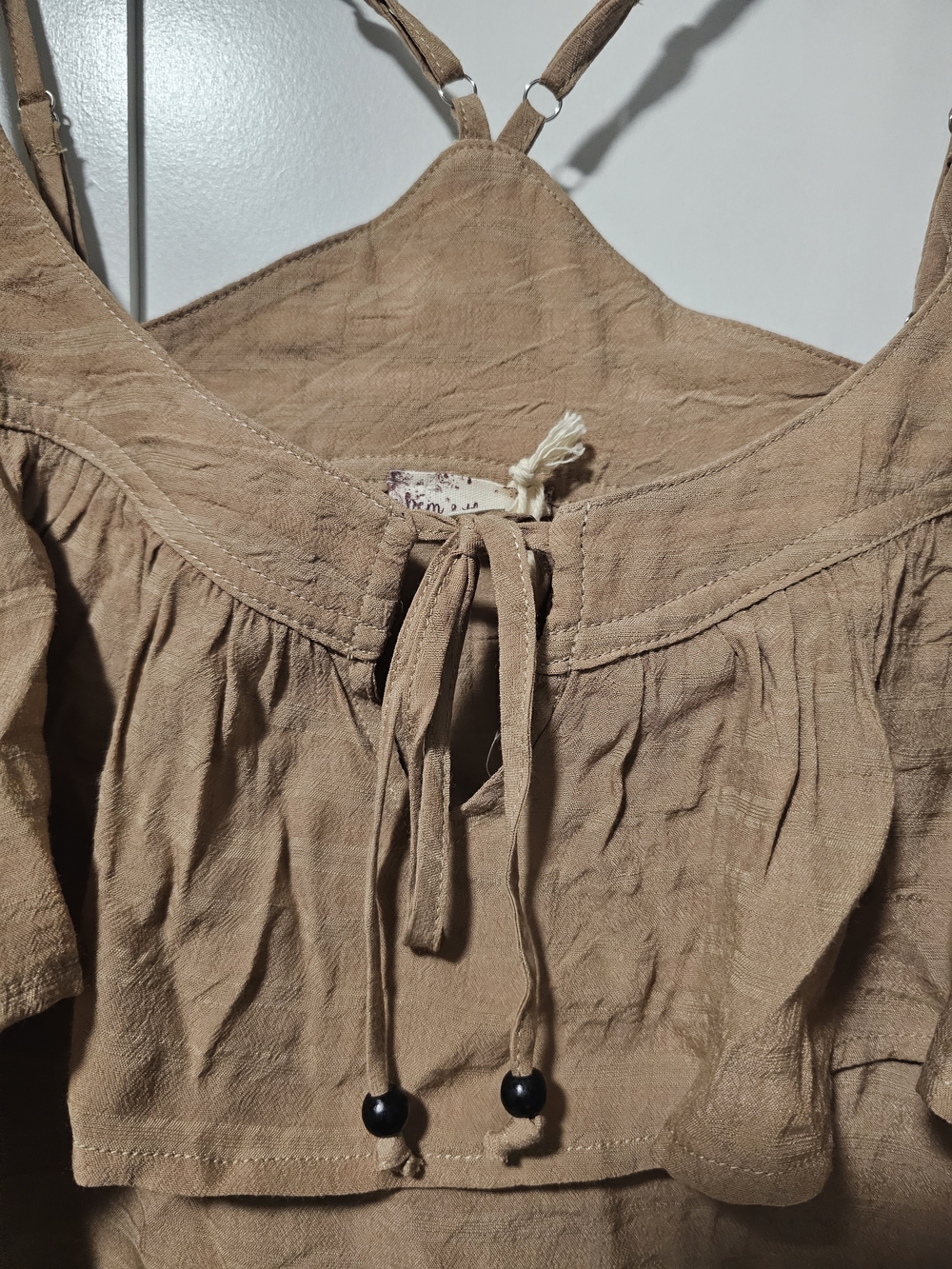 Hem & Thread Brown Ruffle Cold-Shoulder Camisole - Picture 4 of 6